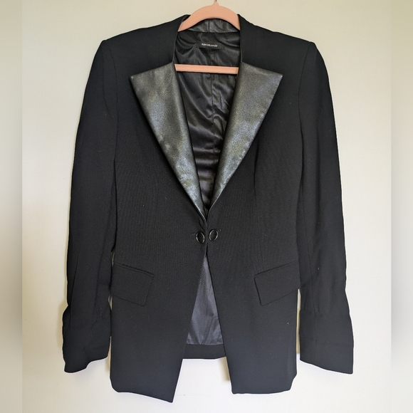 Plein Sud Jeanius Designer Luxury Two Tone Contrast Collar Black Blazer - Picture 3 of 6
